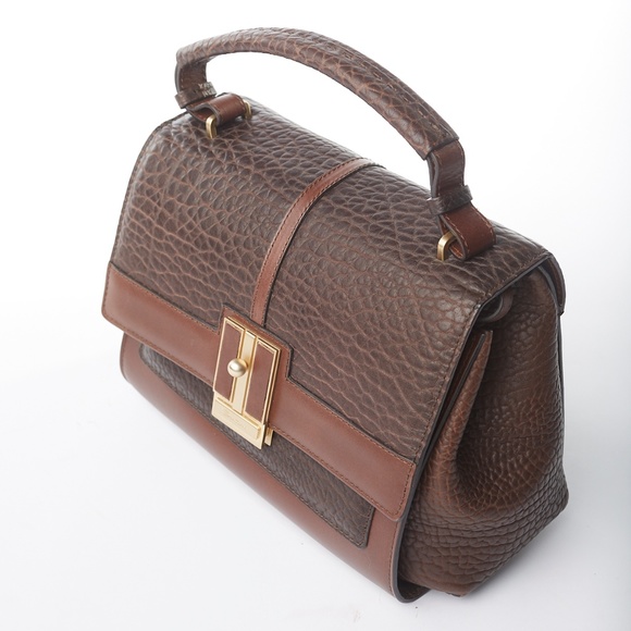 ❌ NWT Santoni Two-tone Brown Leather Handbag - Picture 8 of 15